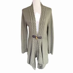 Soft Surroundings Womens M Delacroix Sweater Cardigan Green Toggle Preppy Prep